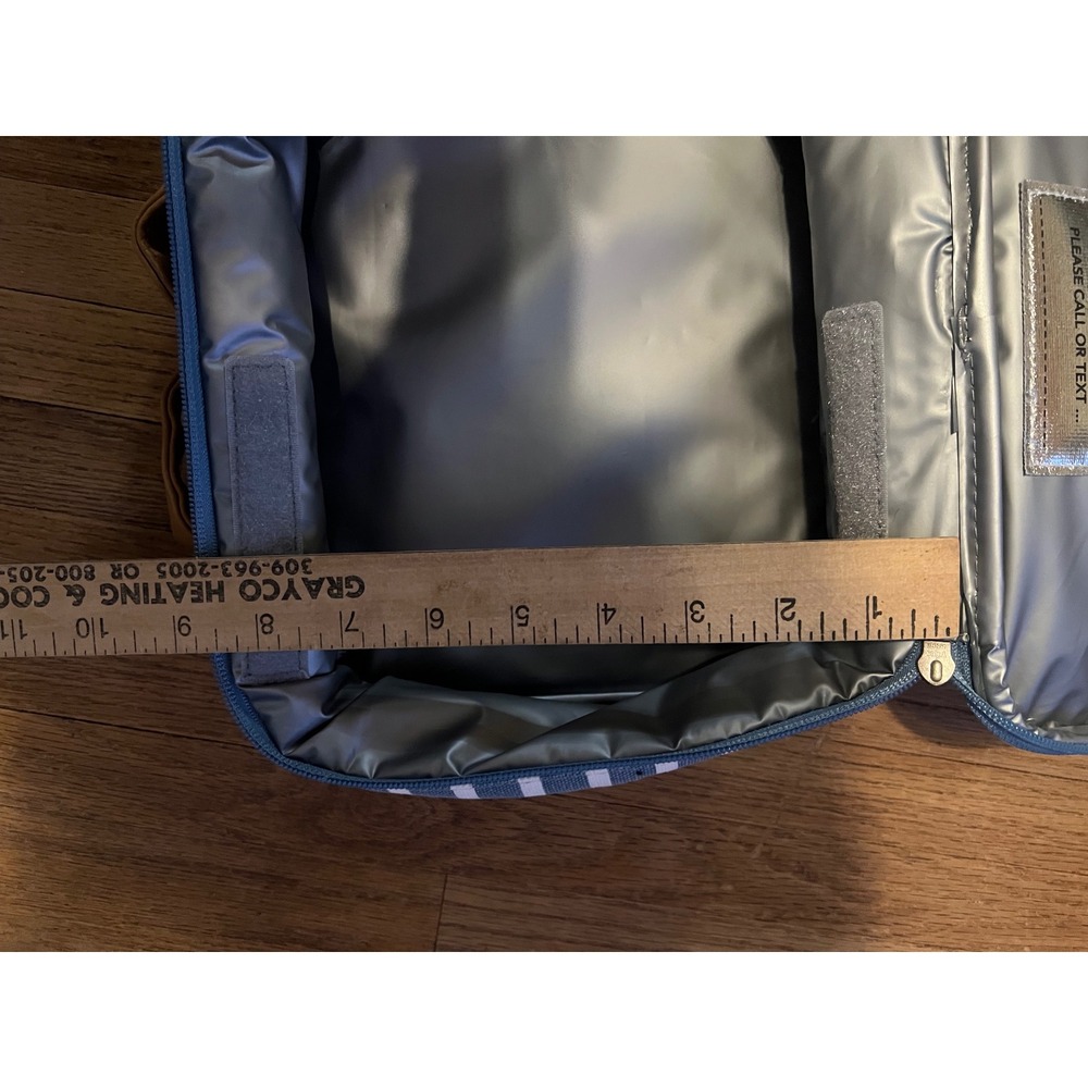 Pottery Barn Teen Blue White Striped Insulated Lunch Box Canvas Zippered Bag - Picture 12 of 16